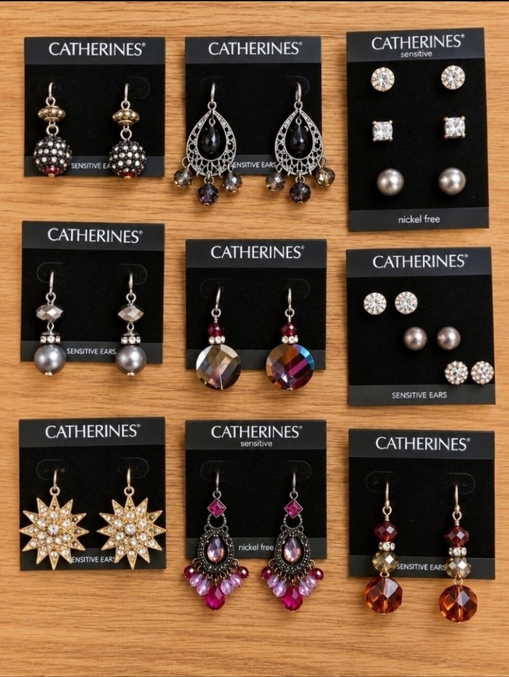 Catherines Earrings Lot – 9 Pairs – Like New on Cards